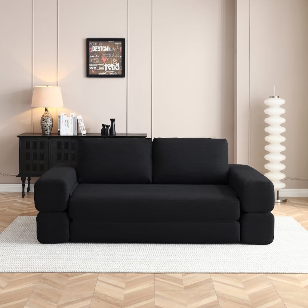 Multi-Functional Folding Sofa Bed Convertible Floor Sofa Couch Black Lounge Sofa Sleeper Sofa Couch with Pillows