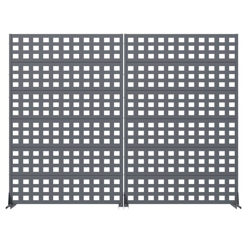 Outdoor Rectangle Privacy Screens Metal Screen Fence Panel Set of 2