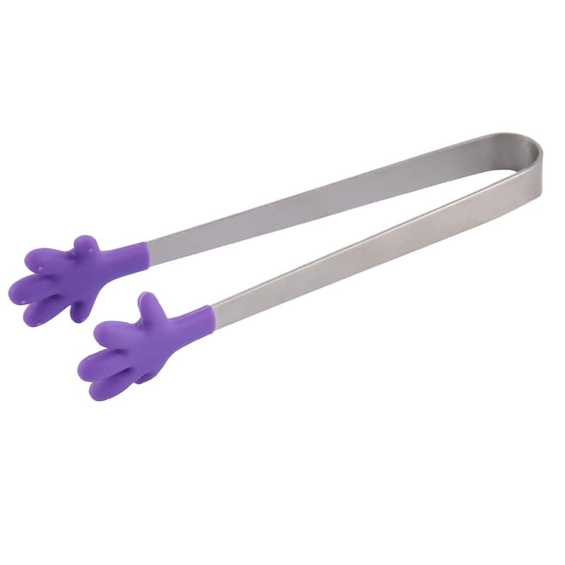 Household Metal Hand Shaped Cake Bread Biscuit Food Clip Clamp Tongs Purple