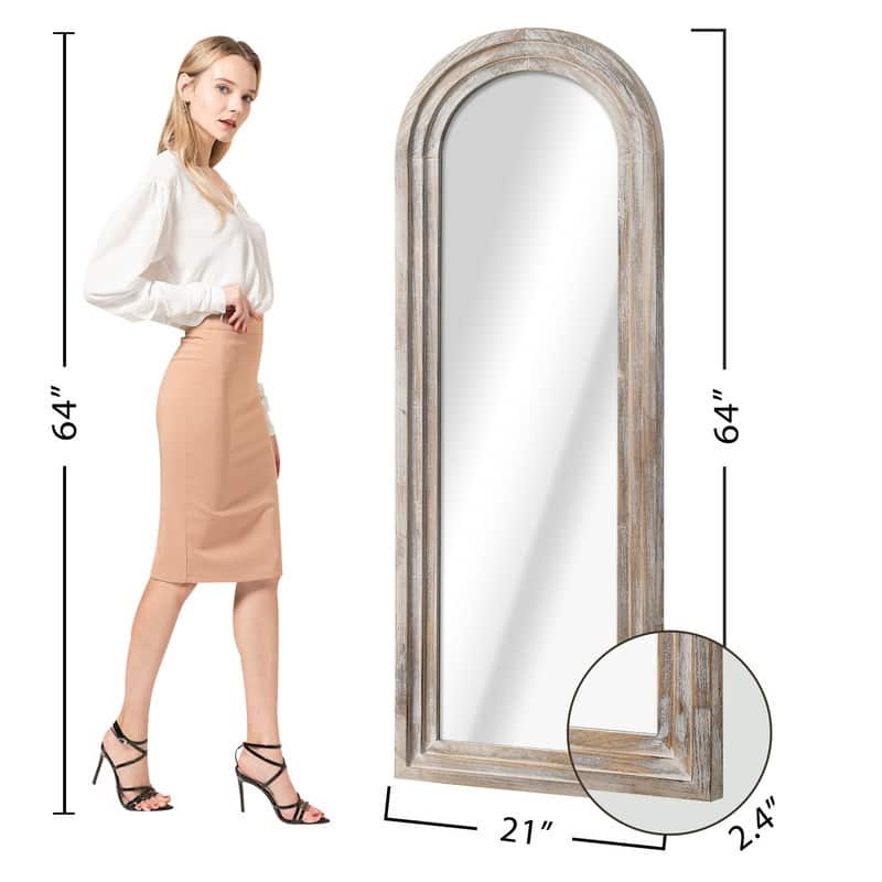 Classic Arched Solid Wood Framed Full Length Mirror