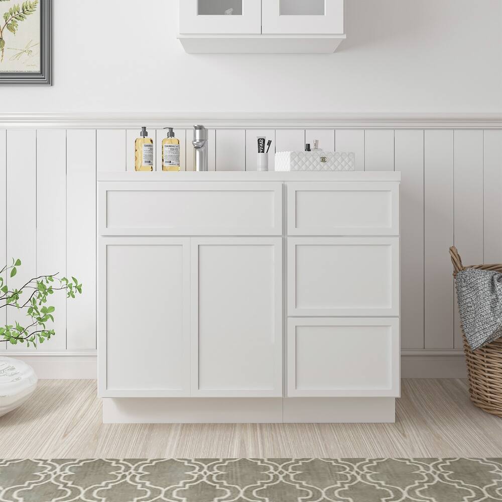 Vanity Art 39" Oak Freestanding Bathroom Vanity Cabinet without Top