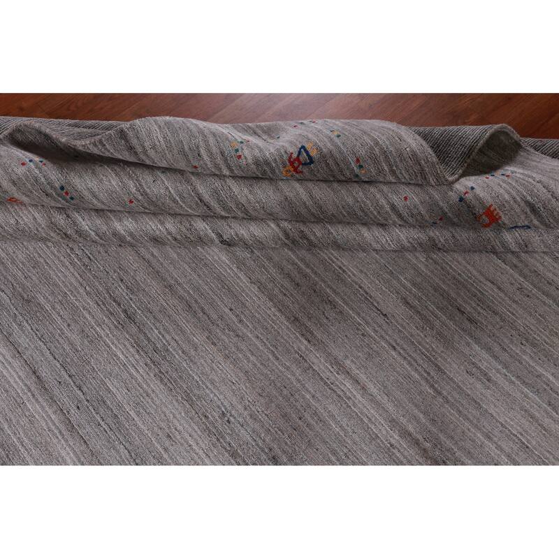 Hand Knotted Oriental 100% Wool Carpet Tribal Tribal Greys & Charcoal Gabbeh Area Rug - 12' 2'' X 9' 2''