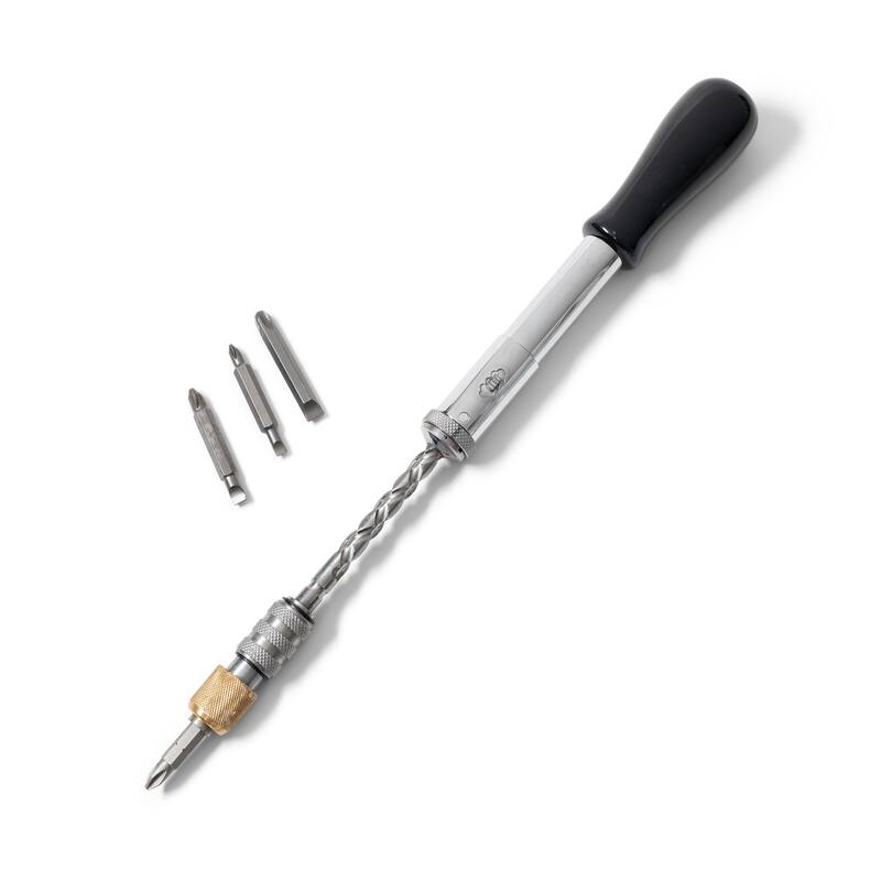 Kings County Tools 12" Yankee Screwdriver with 4 Bits and Hex Chuck - Wood/Metal - Silver/Black