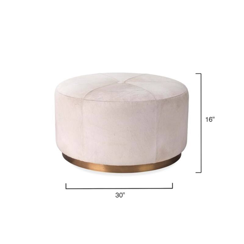 Jamie Young Thackery Hide On Roud Pouf, Large