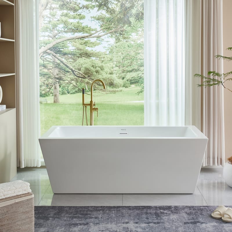 Vanity Art 67" Acrylic Freestanding Soaking Bathtub - Pure White