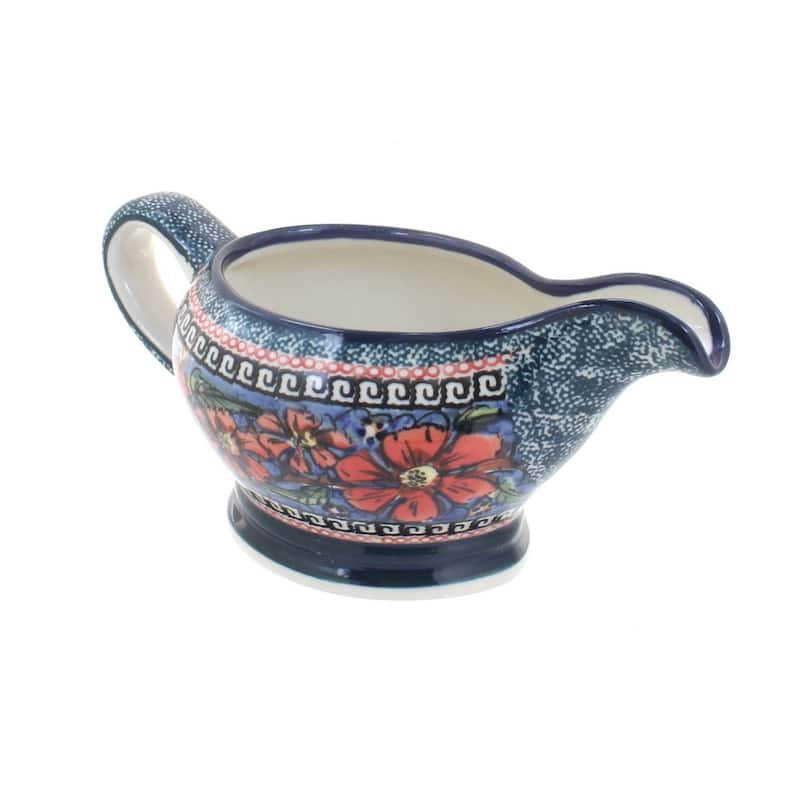 Blue Rose Polish Pottery 1258 Zaklady Gravy Boat - Jungle Flower
