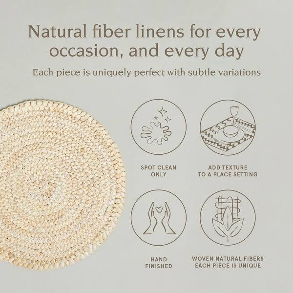 Over&back Natural Round Woven Placemats - Set of 4