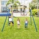 preview thumbnail 2 of 9, Metal Swing Set for Backyard with 2 Swing Seats and 2 Glider Seats-Blue - Multi