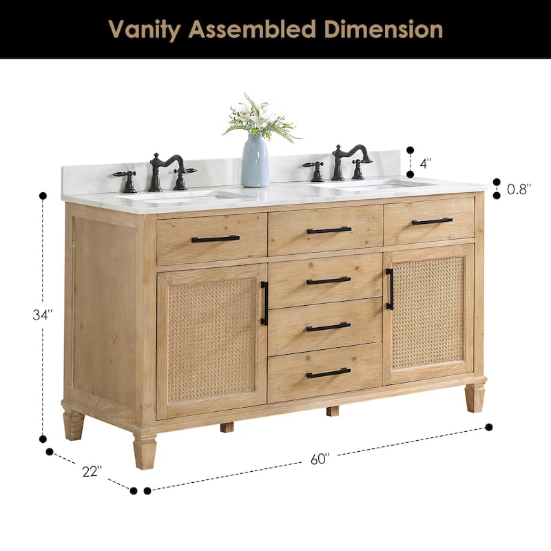 Altair Solana Bath Vanity with Calacatta White Quartz Stone Countertop without Mirror