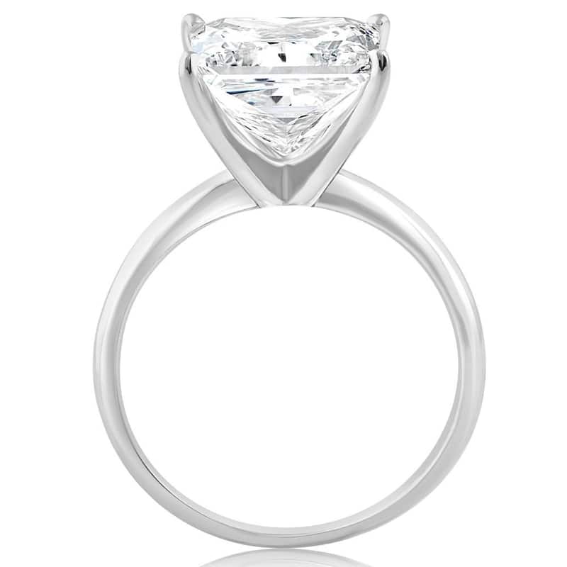 I/VS 5Ct Princess Cut Solitaire Diamond 14k White Gold Engagement Ring Lab Grown