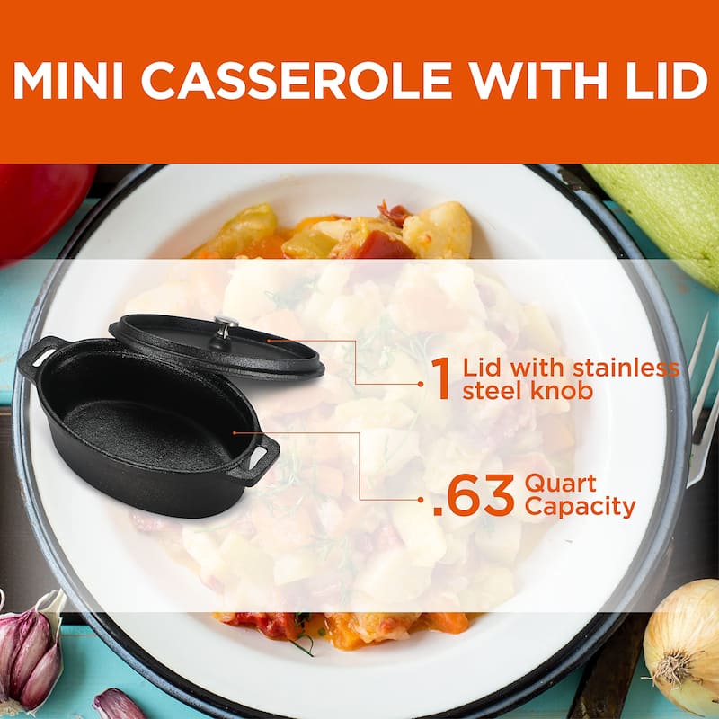 0.63 Qt Cast Iron Mini with Lid - Black