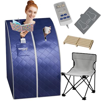 SteamSpa Portable 1-Person 1050 Watt Infrared Home Sauna with Digital Controller, Blue