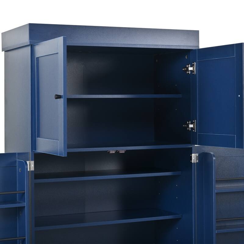 77" Tall Buffet Sideboard Storage Cabinet for Dining Room, Freestanding Kitchen Pantry Cabinetwith Drawers and Wine Racks