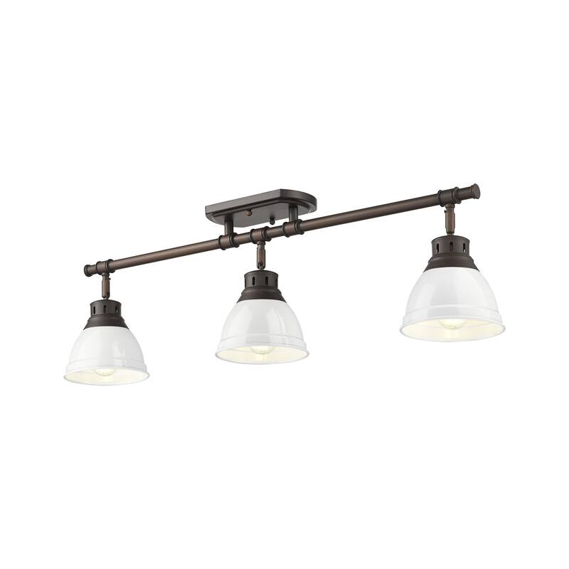 Yep by Golden Lighting Duncan 3-light Semi-Flush Mount in Rubbed Bronze and White shade - Rubbed Bronze - 3-Light Semi-flush