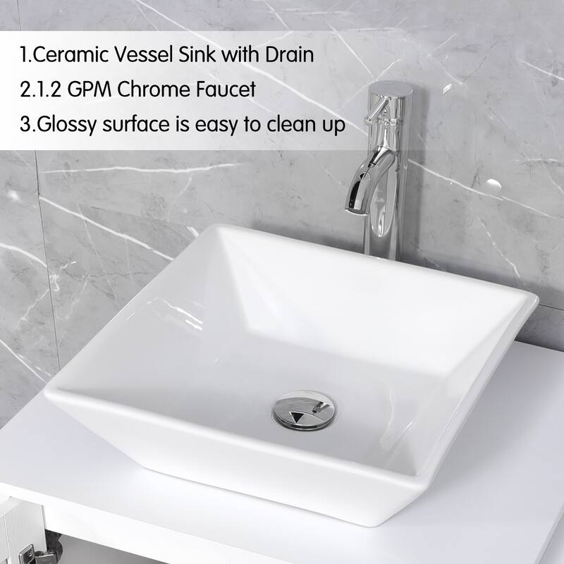 24" Bathroom Vanity with Sink Set Storage Cabinet Combo