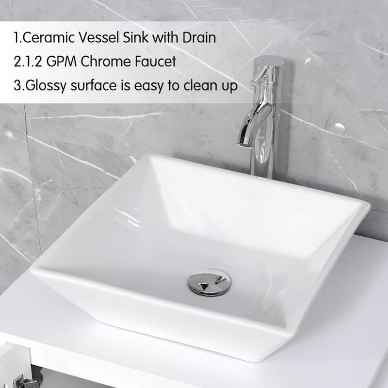 72" Bathroom Vanity Set with Vessel Sink Side Cabinet Combo
