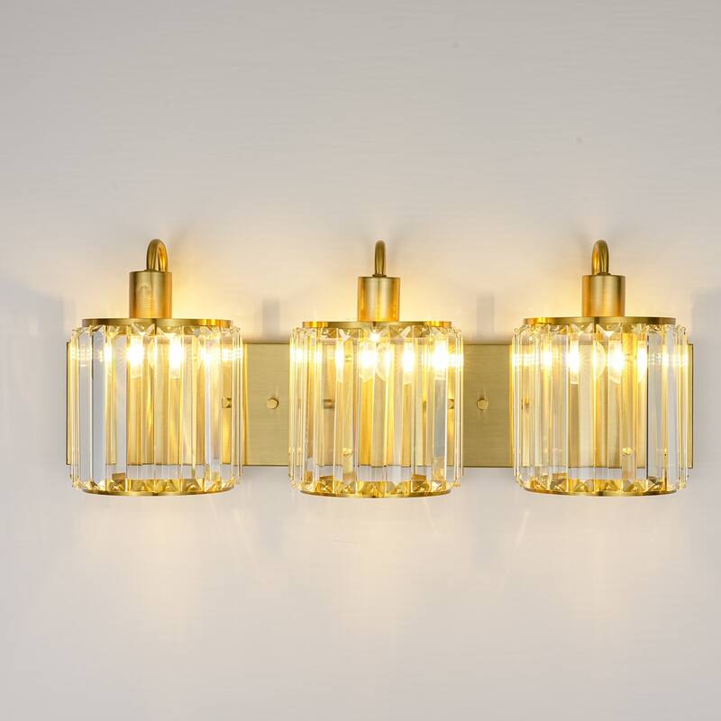 3-Light Modern Luxury Metal & Crystal Vanity Wall Light for Bathroom