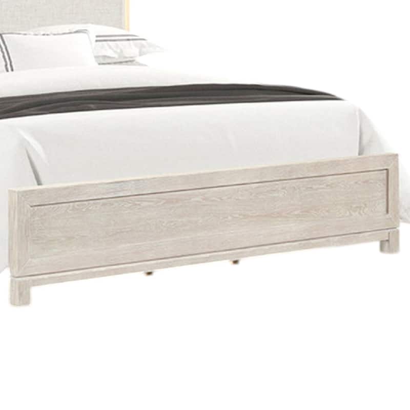 Loji King Bed, Upholstered Headboard with LED, Weathered Gray Wood