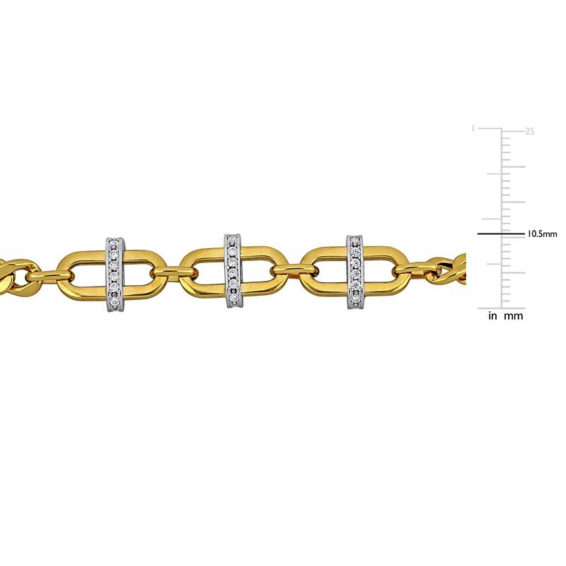 Miadora 2/5ct TGW Cubic Zirconia Curb Link Bracelet 14k Two-Tone Gold-7.5 in