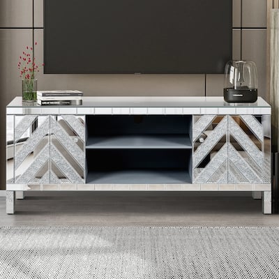 Versatile Mirror TV Console with Stylish Storage for Living and Bedroom