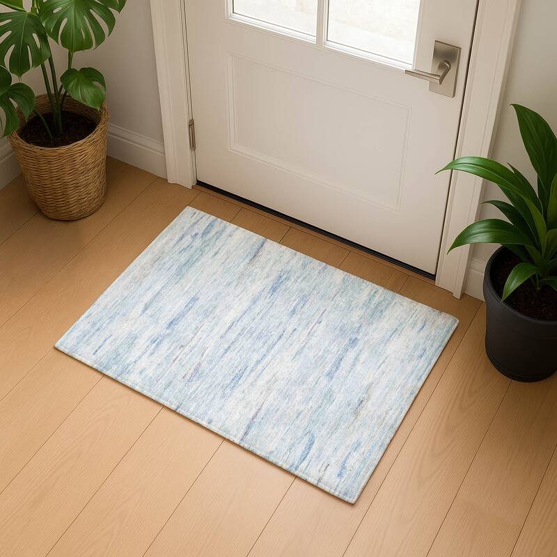 Premium Washable Super Soft Stripe Ombre Mayfield Rug - Sky - 1'8" x 2'6"