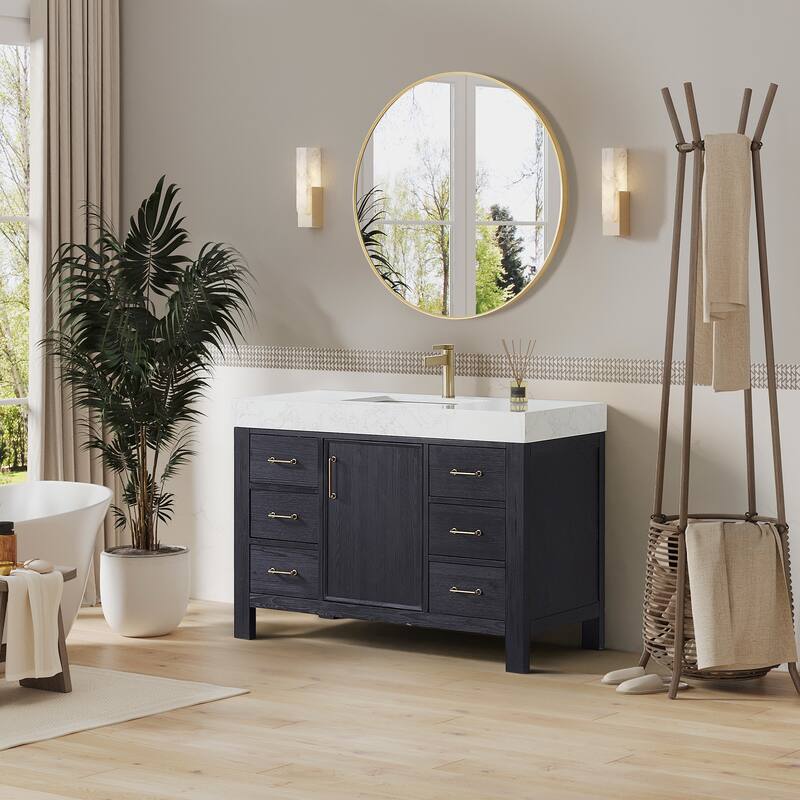 Leon 48 in. Single Bathroom Vanity with Composite Stone Top