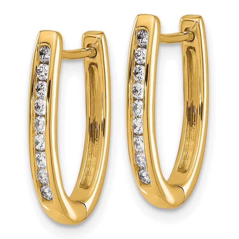 Curata 14k Diamond Oval Hoop Earrings - 18x11mm Wide 2mm Thick