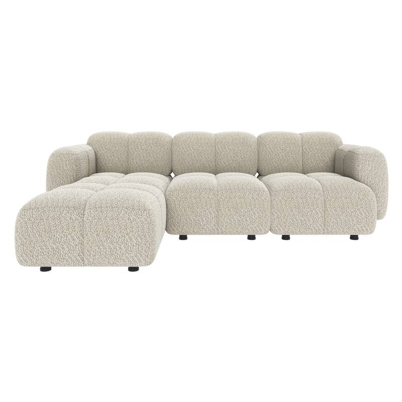 Christopher Knight Home - 3-Seater 90.94" L-Shaped Upholstered Sectional Sofa with Ottoman