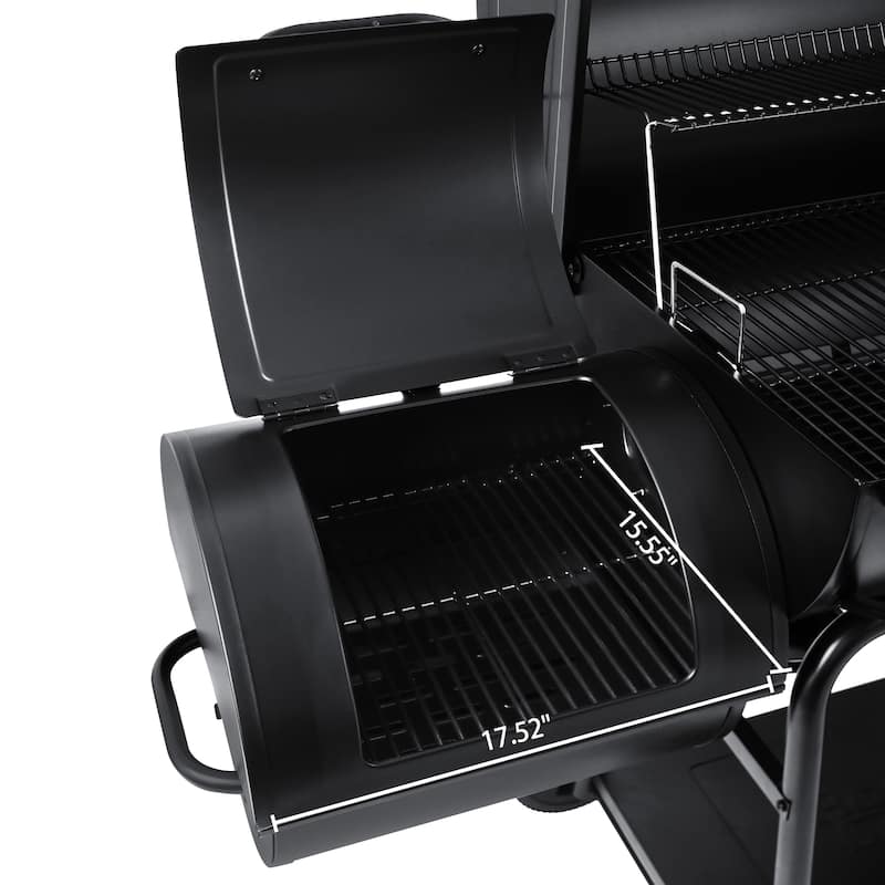 Royal Gourmet Charcoal Barrel Grill with Offset Smoker, Black