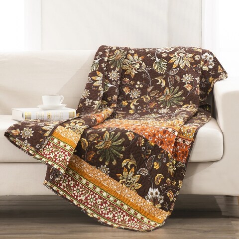 Barefoot Bungalow Audrey Cotton Rich Quilted Reversible Throw Blanket