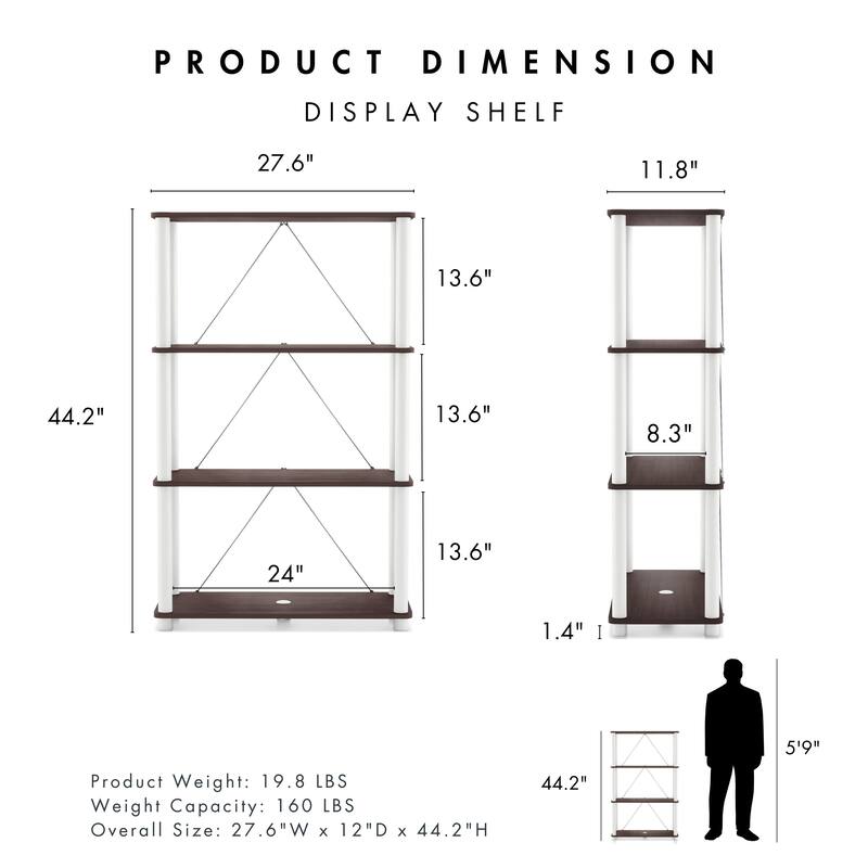 DH BASIC Modern Wood Shelving Unit with storage - Tier Shelves, Cube Ladder Shelf by Denhour