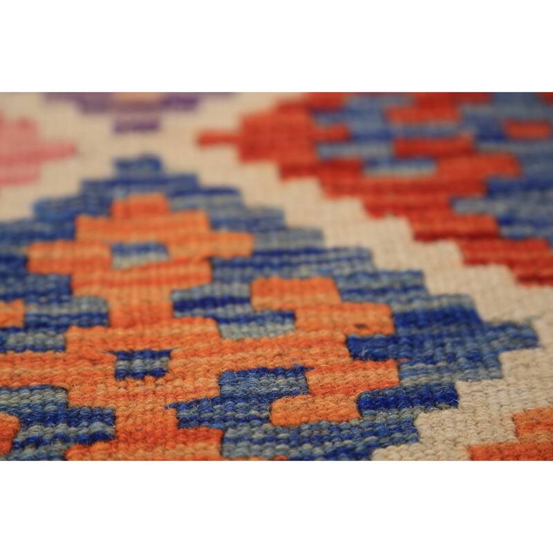 Reversible Kilim Oriental Area Rug Flatweave Wool Carpet - 7'11" x 9'8"