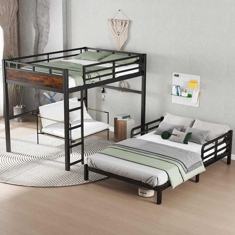 Metal Separable Bunk Beds,Black+Vintage