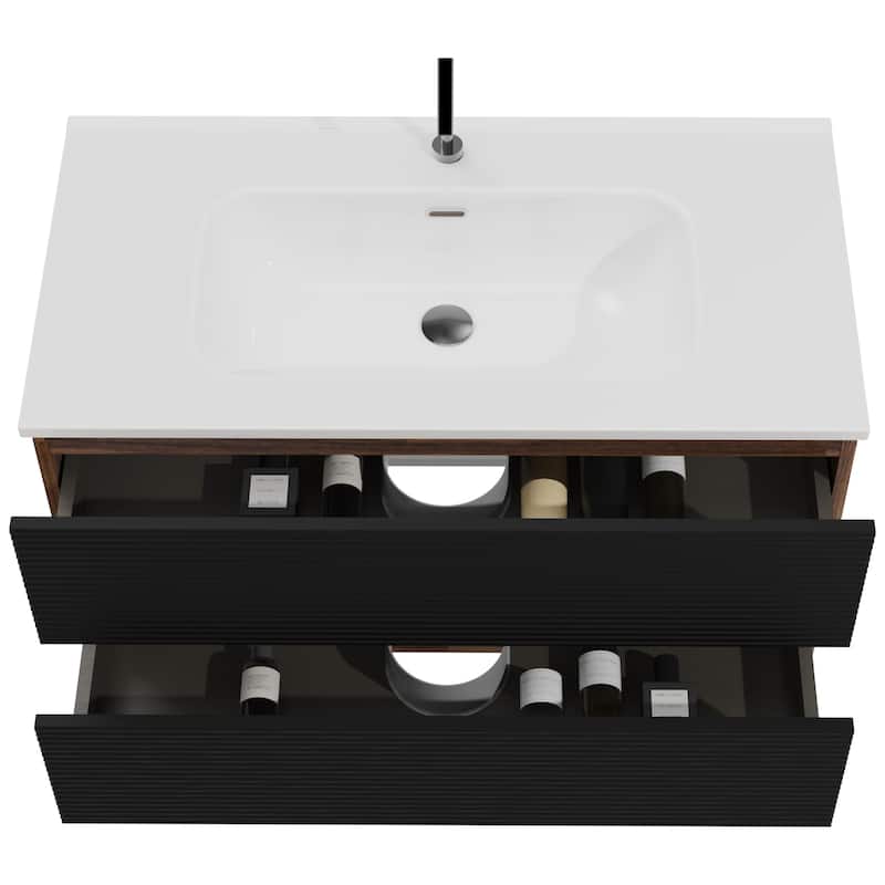 36" Wall Mounted Soft Bathroom Vanity