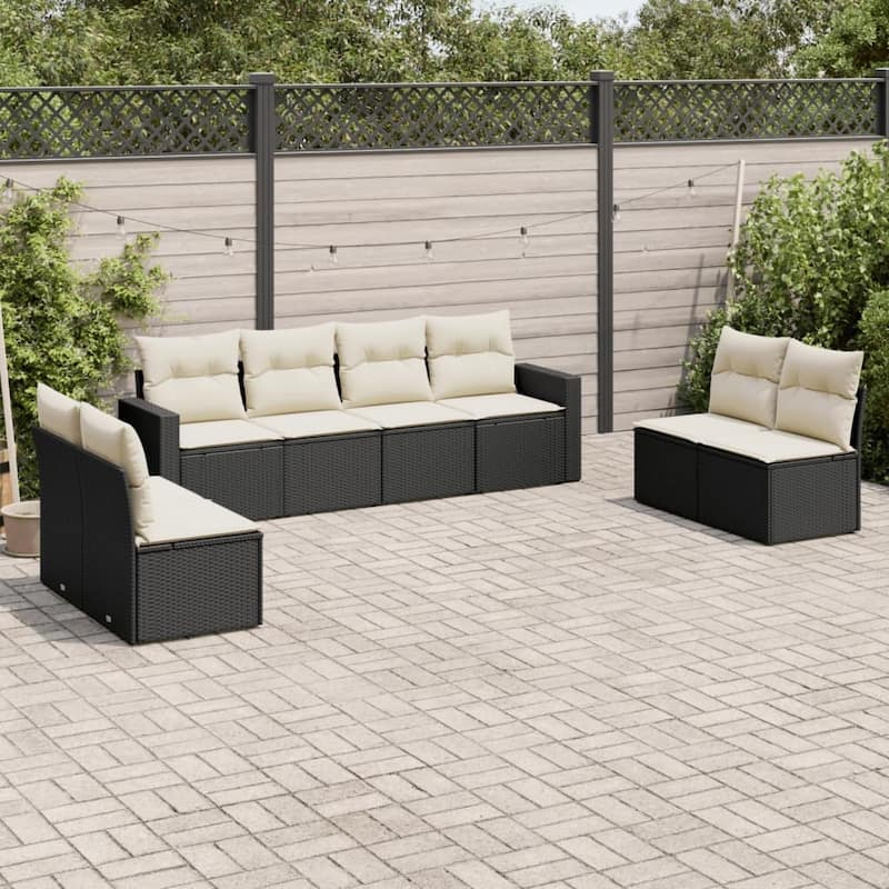 vidaXL Garden Sofa Set Black, Cream White - 24.4 x 25.8 x 27.2
