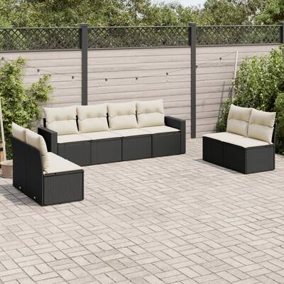 vidaXL Garden Sofa Set Black, Cream White - 24.4 x 25.8 x 27.2