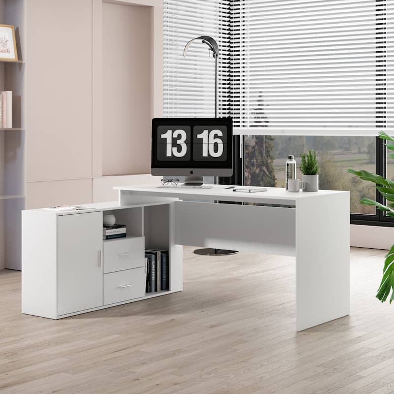 Timechee Home Office Computer Desk Corner Desk 55-inch Writing Table