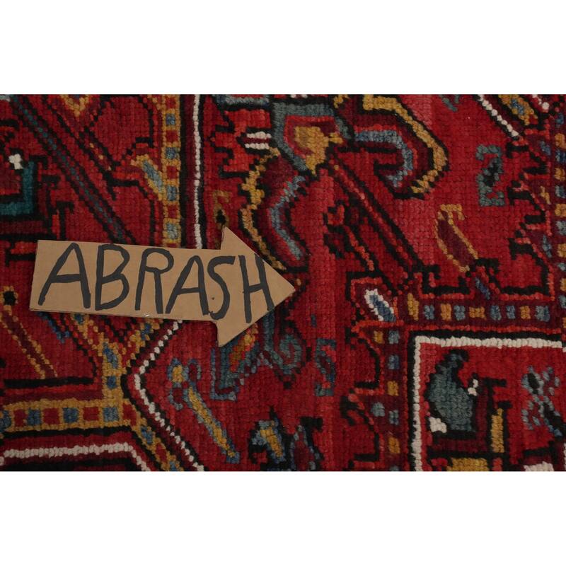 Hand Knotted Oriental 100% Wool Carpet Traditional Medallion Red Heriz Area Rug - 10' 6'' X 7' 10''