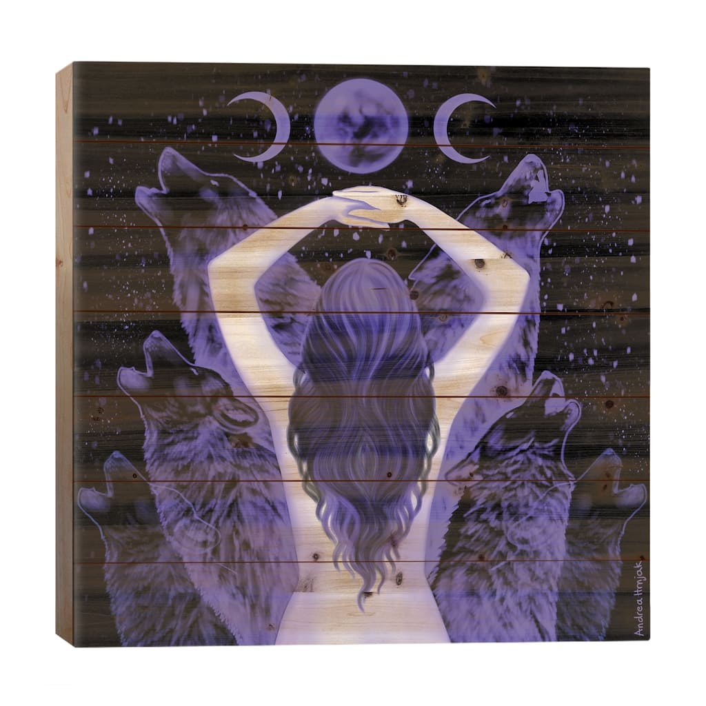 Wolves In Me Print On Wood by Andrea Hrnjak - Multi-Color