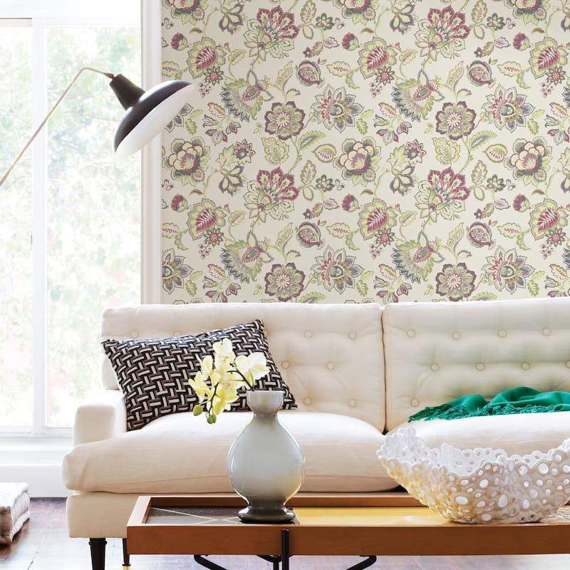 A-Street Prints Corona Green Jacobean Wallpaper