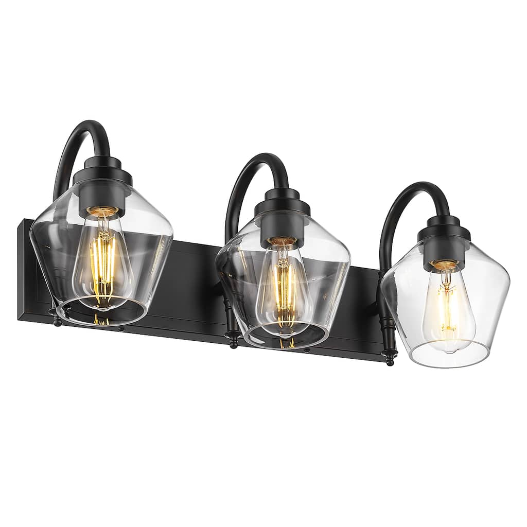 Modern 3/4-Light Bathroom Vanity Light in Black/Gold Finish