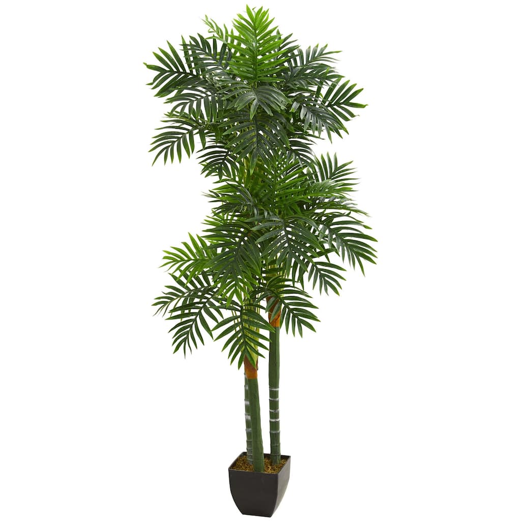 Artificial Palm Tree 5.5Ft Southwestern Style, Tropical Decor, Indoor Outdoor Tree, Realistic Foliage - Green - 31-40 Inches