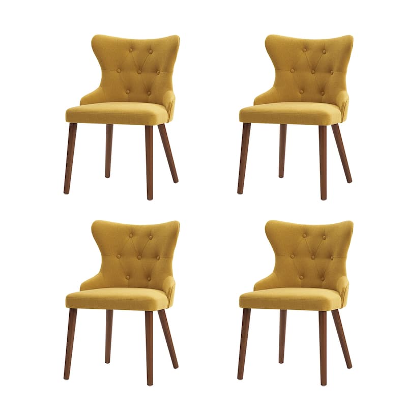Pedro Mid-century Modern Dining Chair with Solid Wood Leg Set of 4 by HULALA HOME
