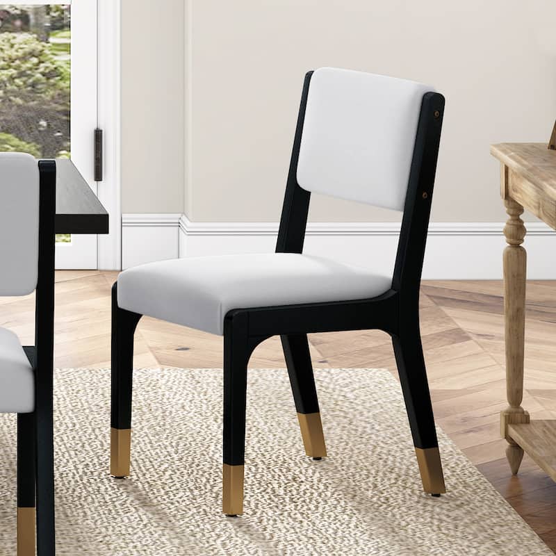 Wooden Dining Chairs Set of 2, Modern Fabric Upholstered Kitchen Side Chairs, Farmhouse Dining Room Accent Chair