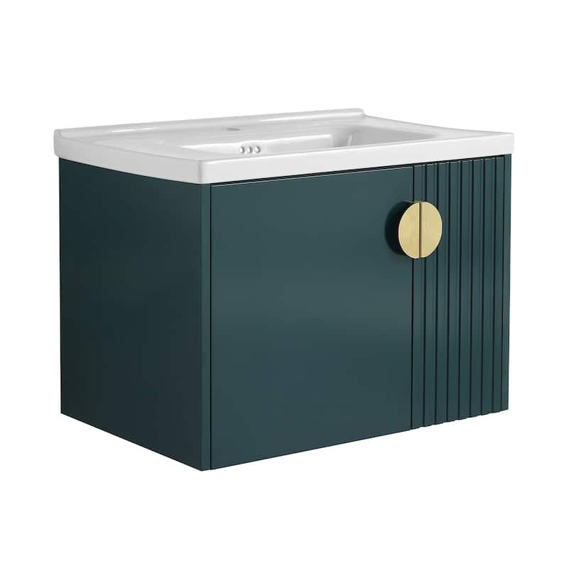28 inch Wall Mounted Bathroom Vanity Set with Integrated Ceramic Sink