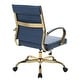 preview thumbnail 12 of 14, Benmar Ribbed PU Leather Office Chair - Ergonomic Swivel Desk Chair - Chrome Gold Steel Base Executive Computer Seat