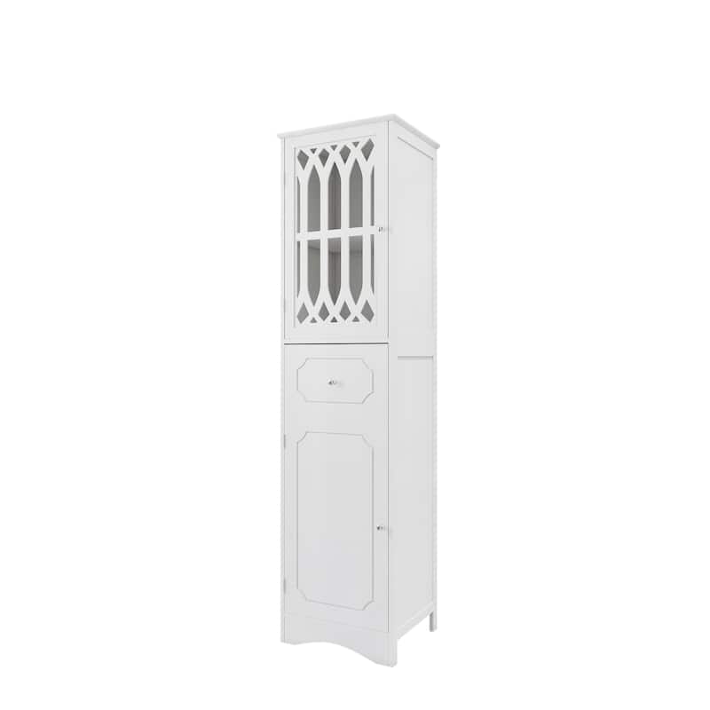 Tall Bathroom Cabinet,with Drawer and Doors,Adjustable Shelf