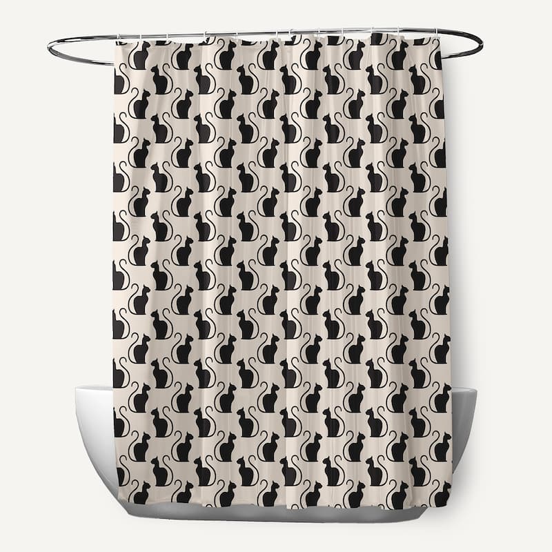Spooky Cats Shower Curtain - Cream