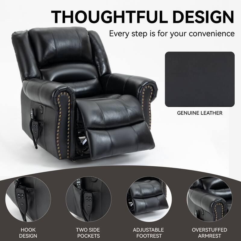 Power Lift Recliner Chair Heat Massage Dual Motor Infinite Position Up to 350 LBS, Heavy Duty Motion Mechanism with USB Ports