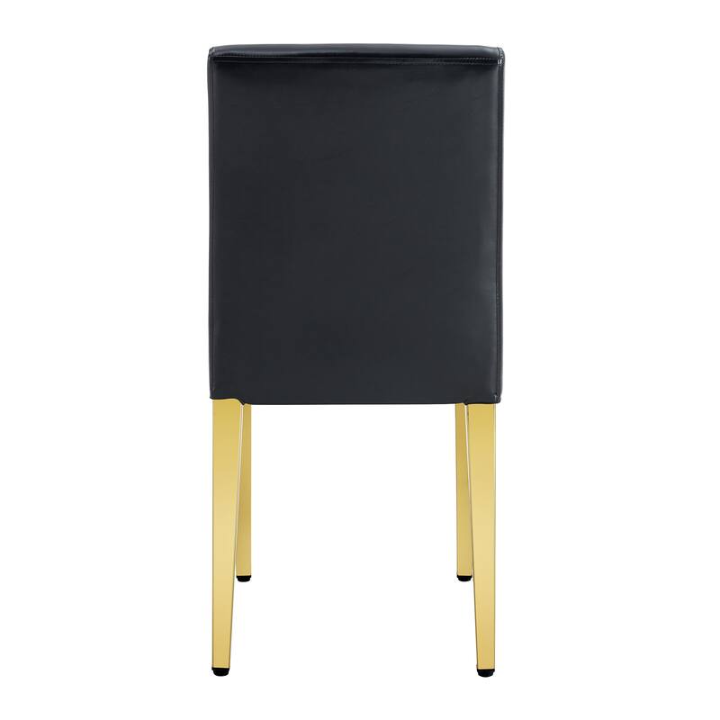 Set Of 2 Pu Leather Backrest Chairs With Gold Metal Legs, 16.2*18.5*34.6 Inches